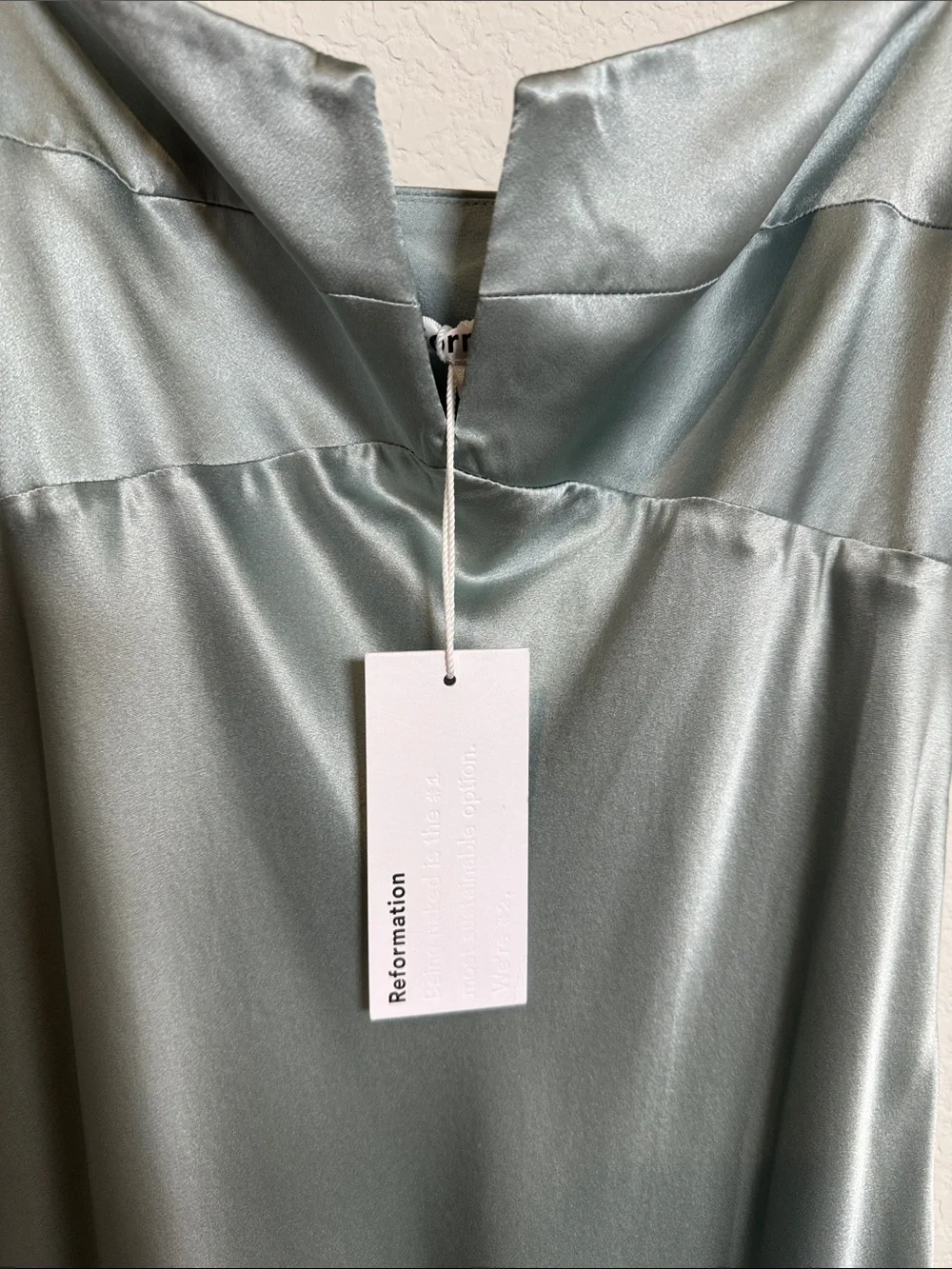 NWT Reformation Brie Silk Aquamarine Slip Maxi Dress - Picture 3 of 7